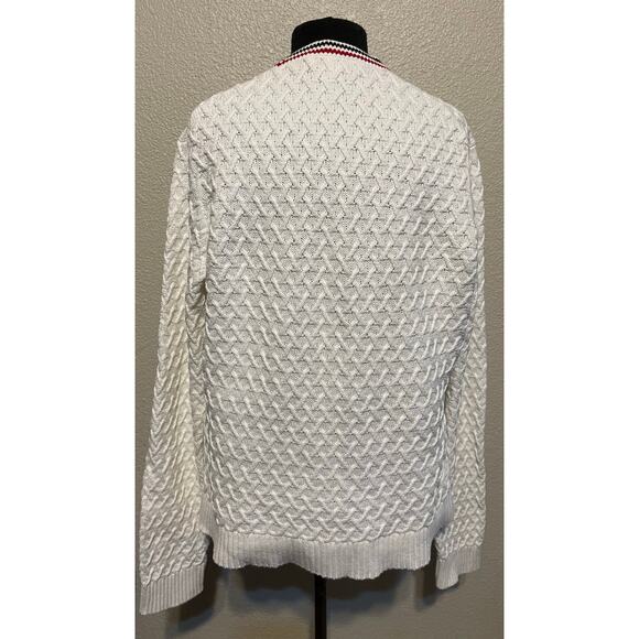 Brooks Brothers Red Fleece Cardigan Women's Medium Cream Red White & Blue - Picture 3 of 12